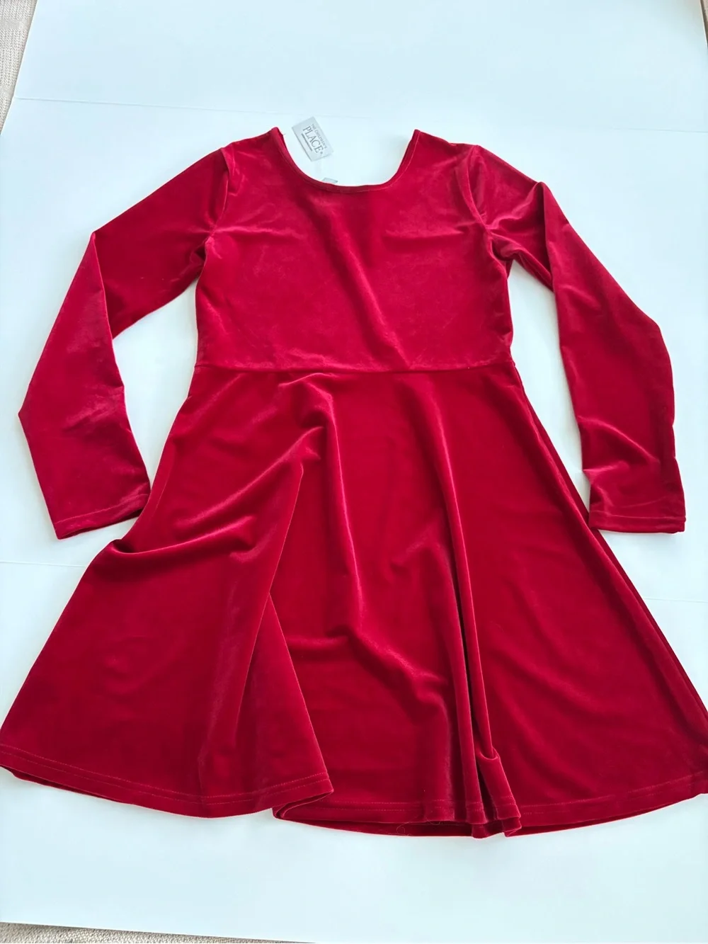 The Children’s Place Girls XL 14 Red Velvet Long Sleeve Holiday Dress NWT